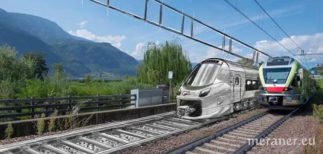 Mit einem Direktzug kann die Strecke zwischen Bozen und Meran laut STA nach dem Ausbau in 26 Minuten zurückgelegt werden. Heute sind es 38 Minuten. (Foto: LPA/Mobilitätsressort)
